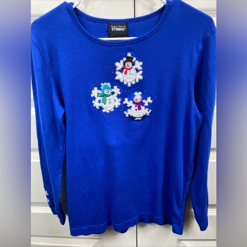 Vintage Designers Originals Studio Joy Embroidered Christmas Holiday Shirt